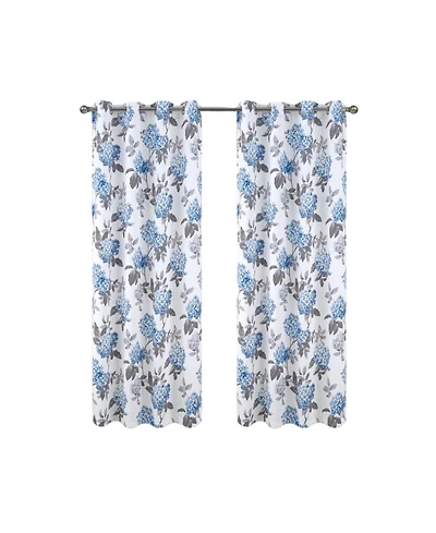 Olivia Gray 100% Polyester 200 Gsm Hydrangea Printed Blackout Grommet Curtain Panel 54" x 84