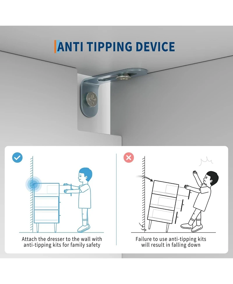 gaomon Large Wooden Dresser with Metal Legs & Handles 6-Drawer Storage Cabinet
