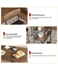 gaomon 3Pcs Dining Table Set for 2, Kitchen Table and Chairs for 2 with 3 Storage Shelves, Pu Cushion Chairs & Thick Wood Top, 3Pcs Dining Table Set