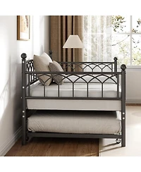 gaomon Twin Size Daybed, Sofa Bed Frame with Metal Steel Slat Support, Heavy Duty Metal Bed Frame, Space Saving, Easy Assembly, for Small Spaces
