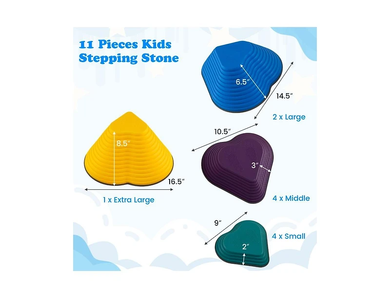 Slickblue 11-Piece Kids Stepping Stones Stackable Balance Blocks