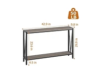 gaomon Console Table, 43.0" Entryway Table with Storage, Industrial Sofa Table with V Design, 2-Tier Narrow Console Table