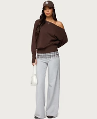 Edikted Women's Kimmy Plaid Foldover Waist Pants