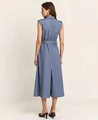 Modenaire Women's Belted A-Line Midi Dress
