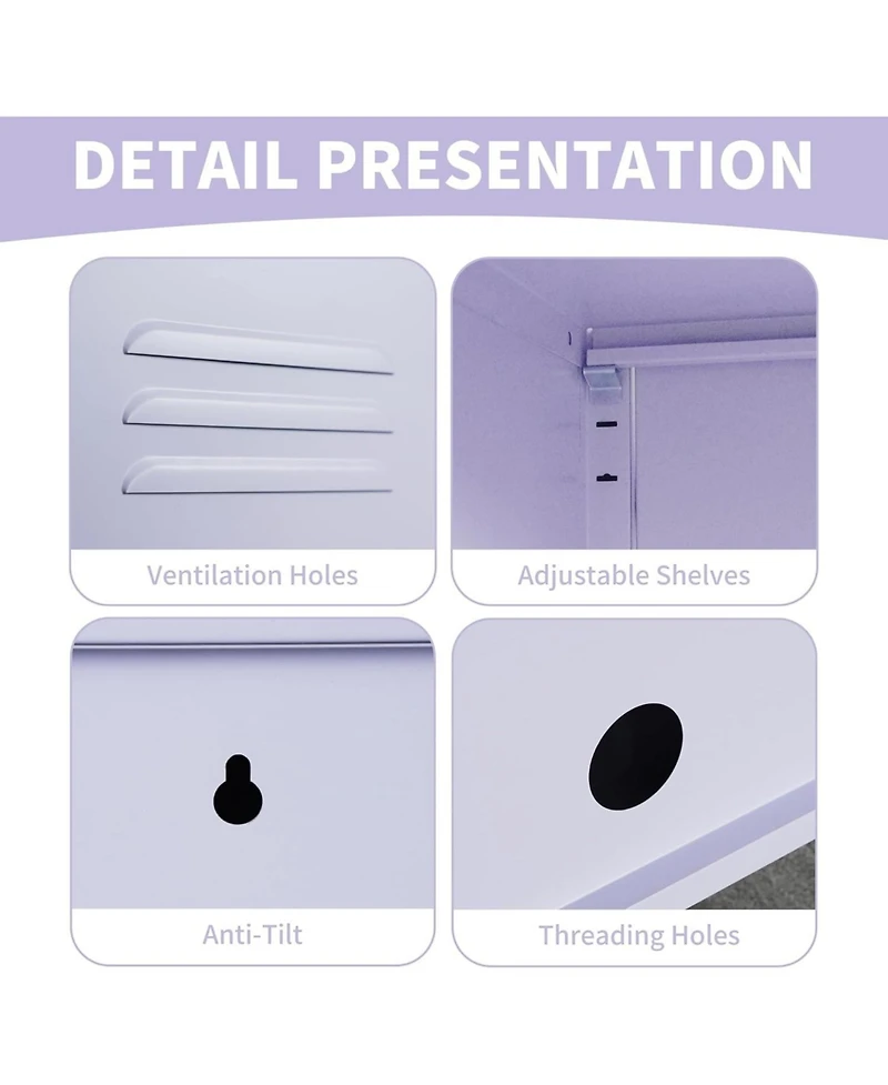 gaomon Metal Locker Nightstand with Door & Shelf, Modern Steel Bedside Cabinet, Lockable Single Door, Easy Assembly