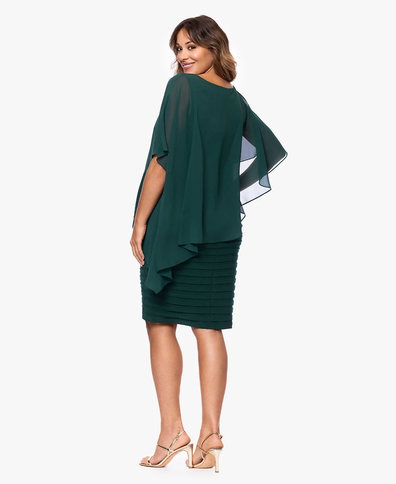 Betsy & Adam Plus Chiffon Capelet Sheath Dress
