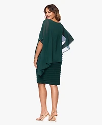 Betsy & Adam Plus Chiffon Capelet Sheath Dress