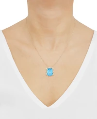 Macy's Blue Topaz (2-1/10 ct. t.w.) and Diamonds Necklace 14k Yellow Gold (also available Onyx Amethyst)