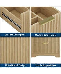 gaomon 30 Inch Fluted Bathroom Vanity with Sink, Farmhouse Freestanding Cabinet with 2 Drawers and Flip Down Storage, Easy Assembly