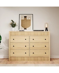 gaomon 6 Drawer Dresser for Bedroom, Wooden Fluted Chest of Drawers, Modern Storage Organizer for Living Room