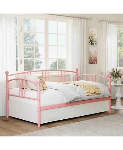 gaomon Twin Metal Daybed, Sofa Bed Frame with Arched Headboard, Guest Steel Slat Support, No Box Spring Required