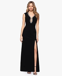 B&A By Betsy and Adam Women's Keyhole Neck Ball Gown
