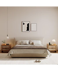 gaomon Rattan Bedside Table Nightstand, 2 Drawer, 1 Pcs Cabinet, Bedroom Organizer and Storage Cabinet