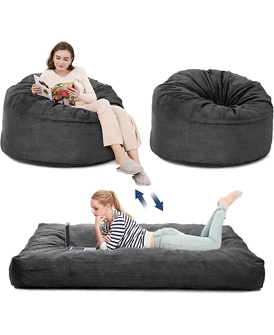 gaomon 2 in 1 Bean Bag Chairs for Adults, Large Bean Bag Chairs, Convertible Floor Cushions for Adults
