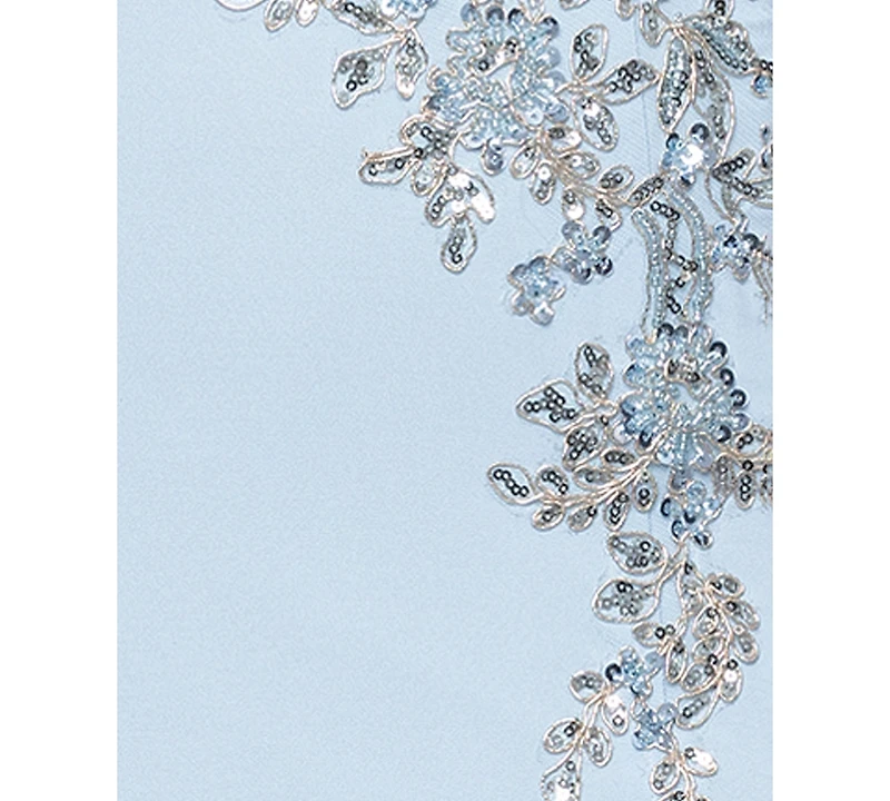 Xscape Petite One-Shoulder Applique Ball Gown