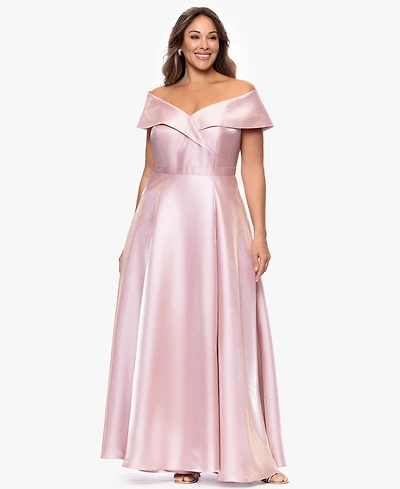Xscape Plus-Size Sweetheart Off-The-Shoulder Ball Gown