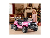 Slickblue 12V Kids Ride-On Utv with Detachable Trailer, Battery Powered