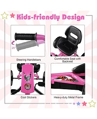 Mecale Go Kart for Kids 4 Wheel with Steering Handlebars and Adjustable