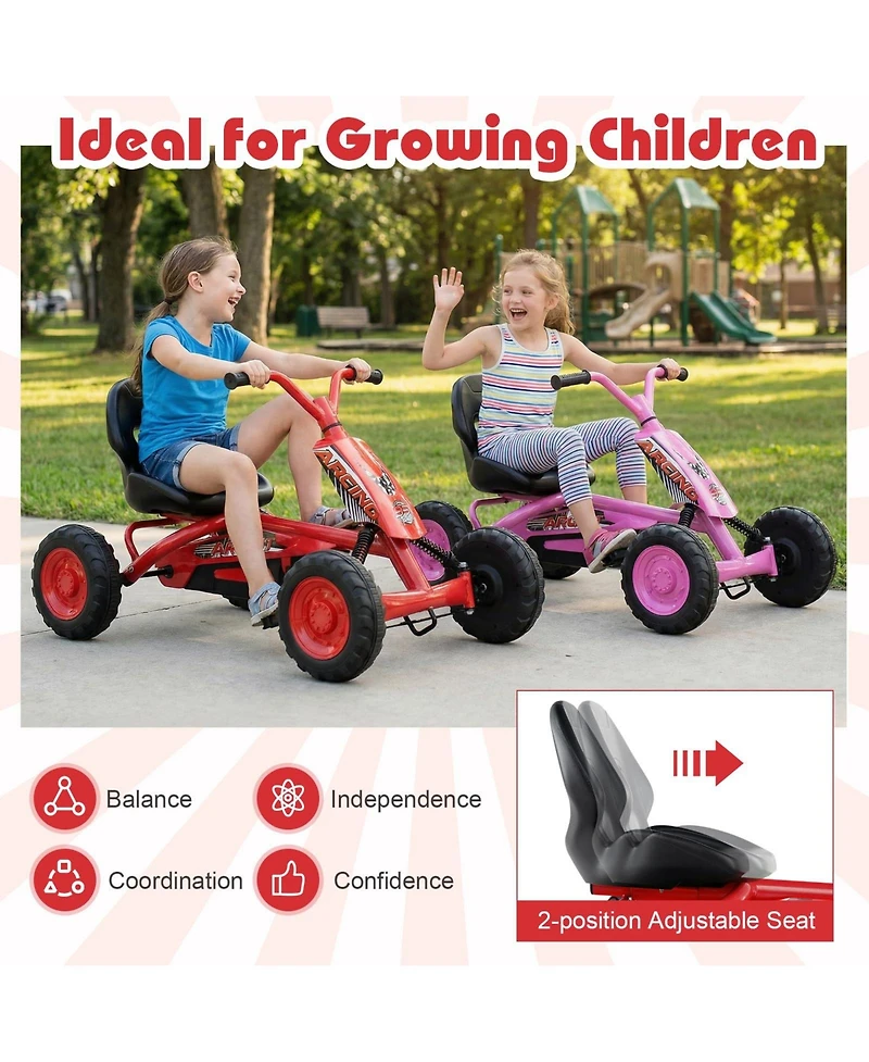 Mecale Go Kart for Kids 4 Wheel with Steering Handlebars and Adjustable