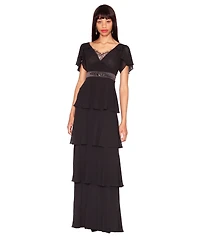 White Tie by Shani Women's V-Neck Ruffle Ball Gown