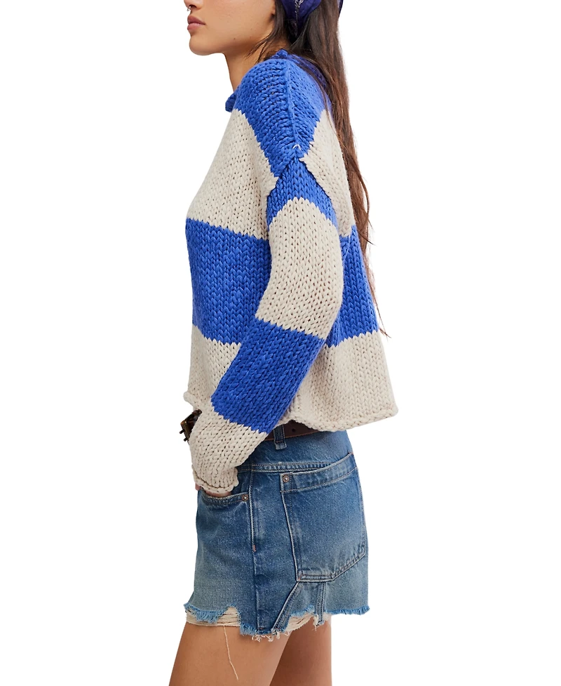 Free People Women's Opal Rugby Stripe Rolled Neck Sweater