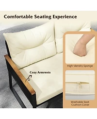 Gymax Set Of 4 Patio Furniture Set w/Tempered Glass Coffee Table Pe Wicker Rattan Chairs