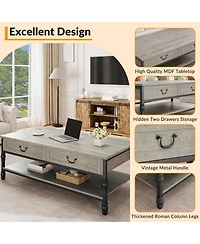 gaomon 41" Coffee Table with 2 Storage Drawers