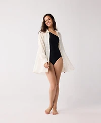 Reistor Women's Oversized Shirt Cover-up Textured Checks