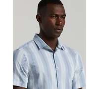 Perry Ellis Men's Variegated Stripe Short-Sleeve Shirt