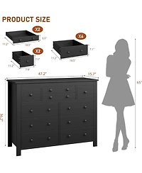 gaomon 10 Drawers Dresser for Bedroom,Modern Wooden Chest of Drawers with Natural Texture, Sturdy and Stable Storage Organizer for Living Room