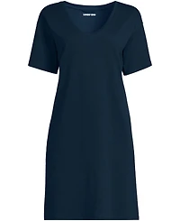 Lands' End Women's Cotton Interlock Relaxed Above the Knee Nightgown