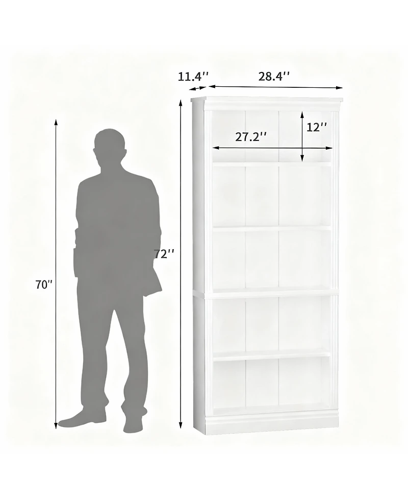 Yigii 5-Shelf Wood Bookshelf for Library, Bedroom, Living Room