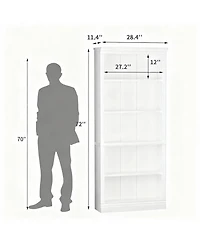 Yigii 5-Shelf Wood Bookshelf for Library, Bedroom, Living Room