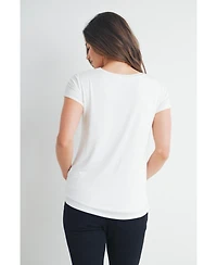 Hello Miz Women's Maternity Scoop-Neck Short-Sleeve Nursing T-Shirt