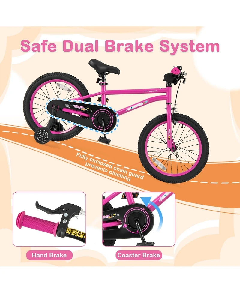 Mecale 18 Inch Kids Bike for 4-8 Years Old Adjustable with Removable Training Wheels