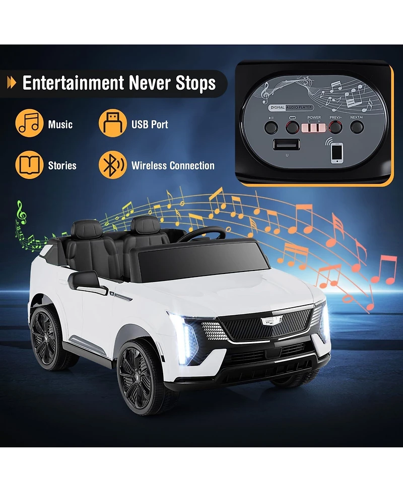 Mecale 24V Ride on Truck 2-Seater Licensed Cadillac with Remote Control-White