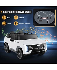 Mecale 24V Ride on Truck 2-Seater Licensed Cadillac with Remote Control-White