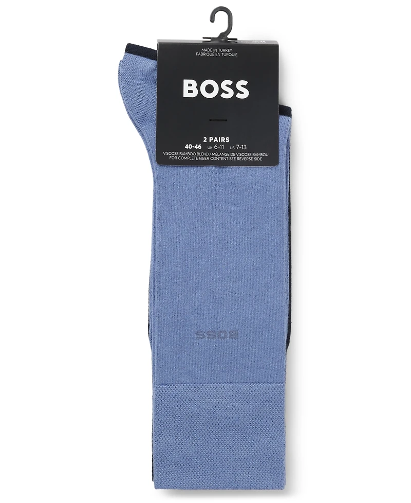 Hugo Boss Men's Solid Socks, 2-Pack