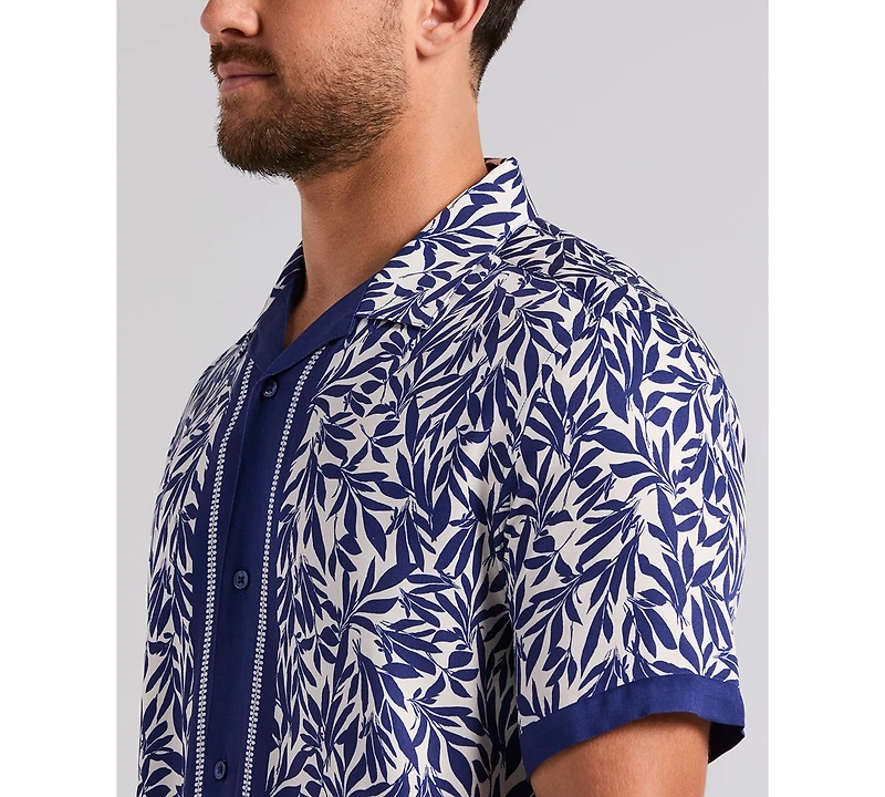 Cubavera Men's Twill Leaf Print Shirt