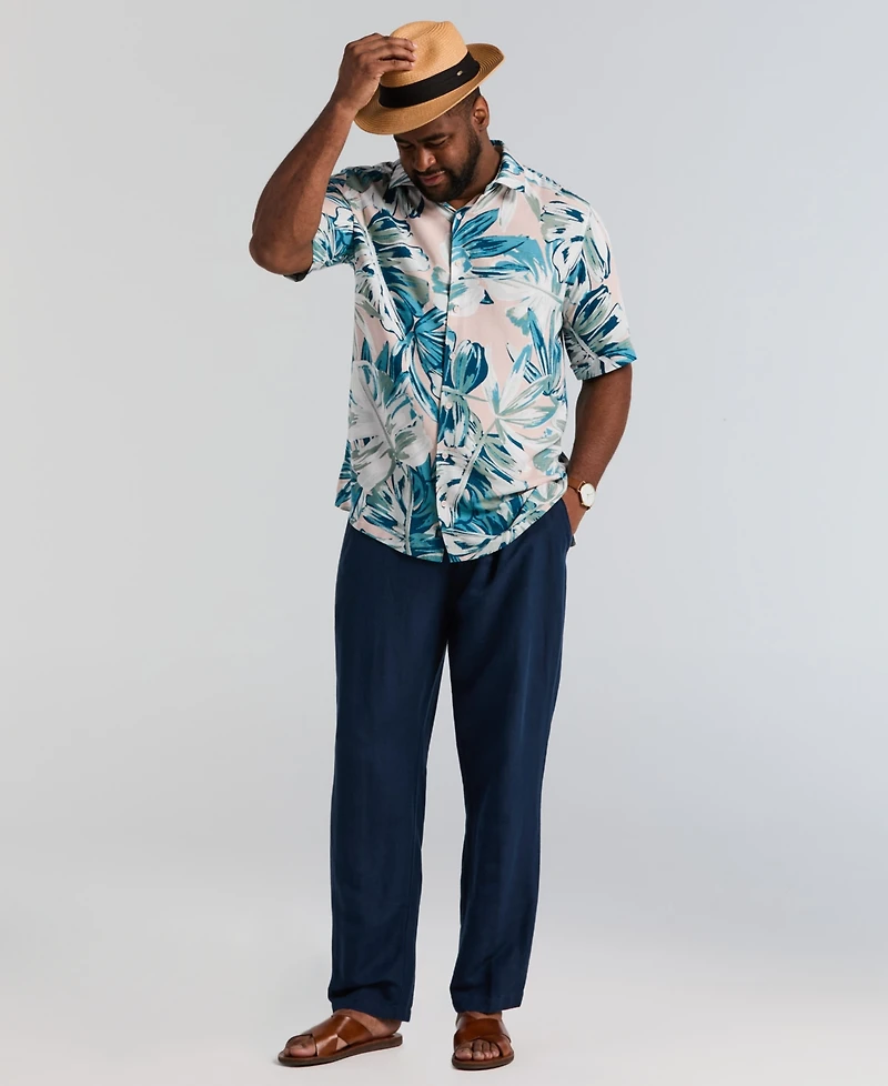 Cubavera Men's Big & Tall Leaf Print Short-Sleeve Shirt