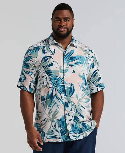 Cubavera Men's Big & Tall Leaf Print Short-Sleeve Shirt
