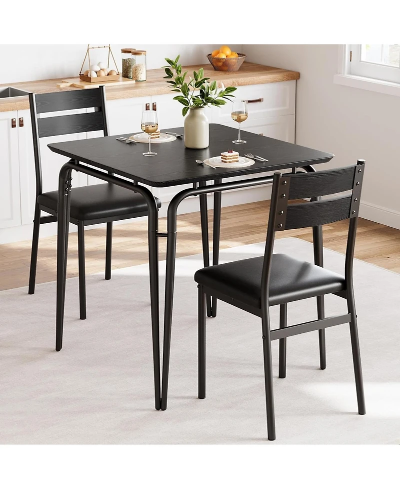 gaomon Small Square kitchen Dinner Table Set for 2, Space Saving Wood Modern Dinette With Upholstered,Dining Room Furniture for Breakfast