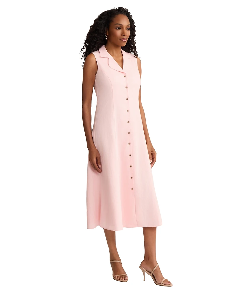 Jones New York Petite Sleeveless Collared Maxi Shirt Dress