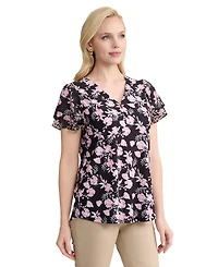 Jones New York Petite Double Flutter Short-Sleeve Top