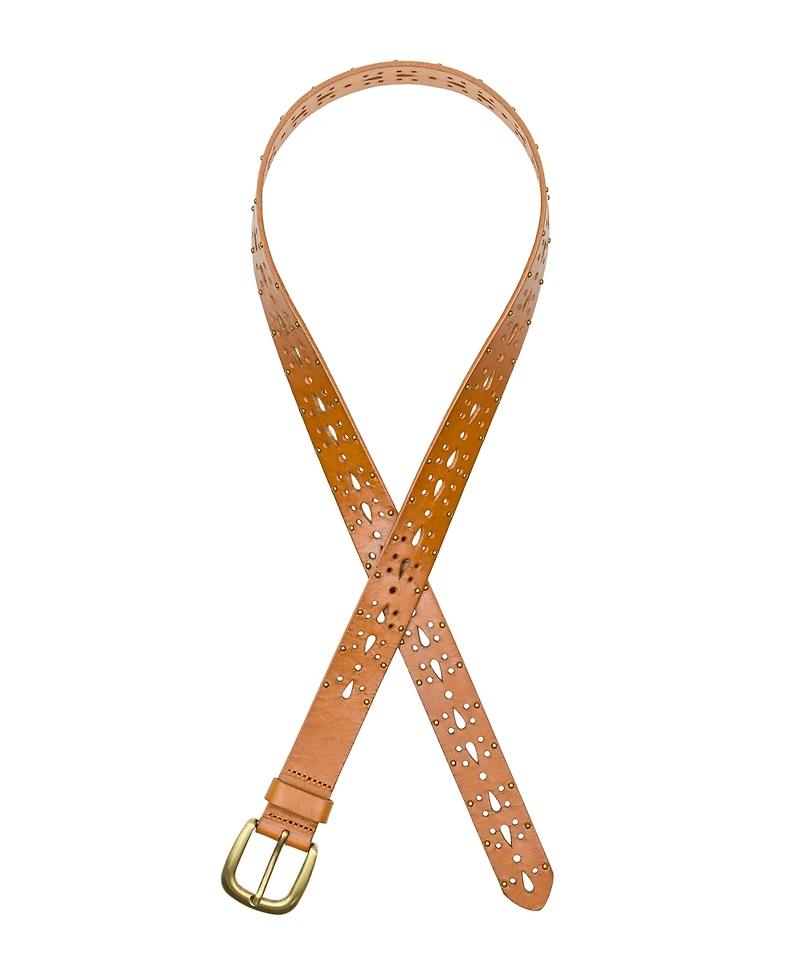 Patricia Nash Odile Cutout Studded Leather Belt