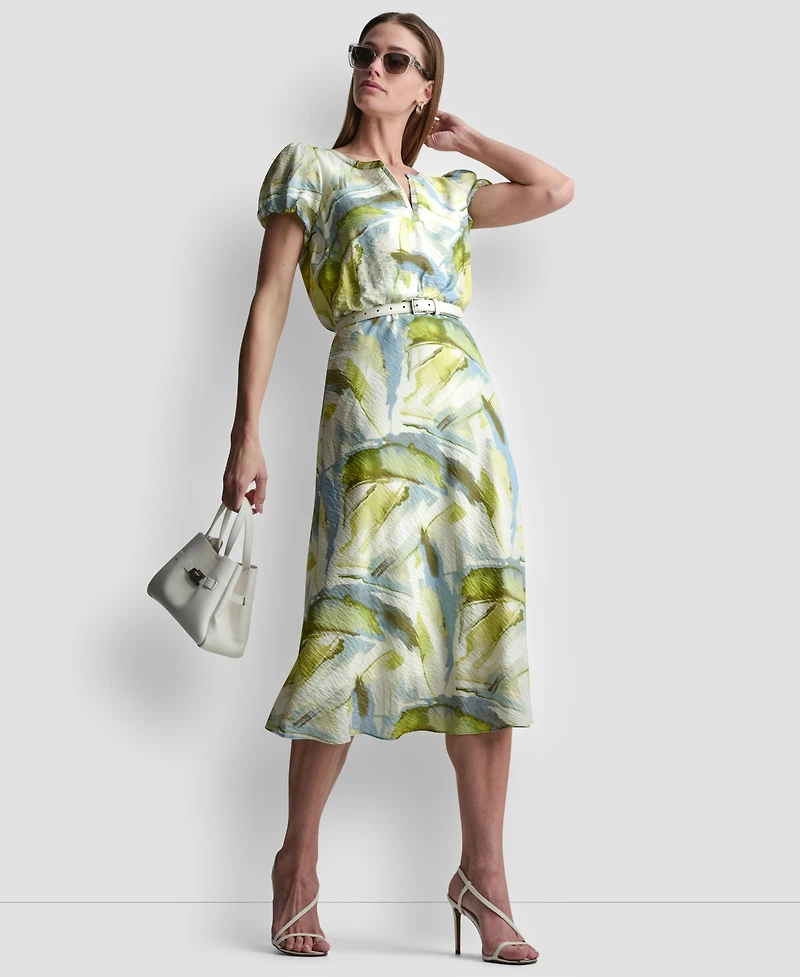 Dkny Women's Printed V-Neck Midi Dress