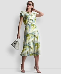 Dkny Women's Printed V-Neck Midi Dress