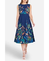 Yumi Women's Animal Print Cotton Midi Skater Dress