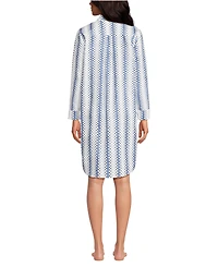 Lands' End Plus Cotton Poplin Long Sleeve Sleepshirt Nightgown