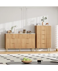 gaomon 5-drawer dresser is a 47.9" tall wood piece with a fluted design and metal handles, designed as a functional chest of drawers